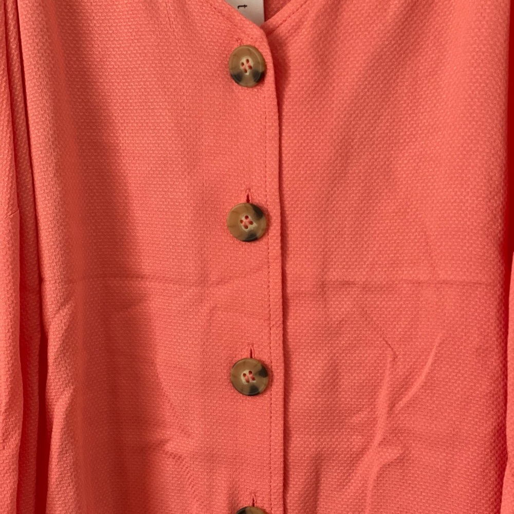Sanctuary Mila Coral Button Front 3/4 Sleeve Textured Top Size 2X NWT - Picture 2 of 11